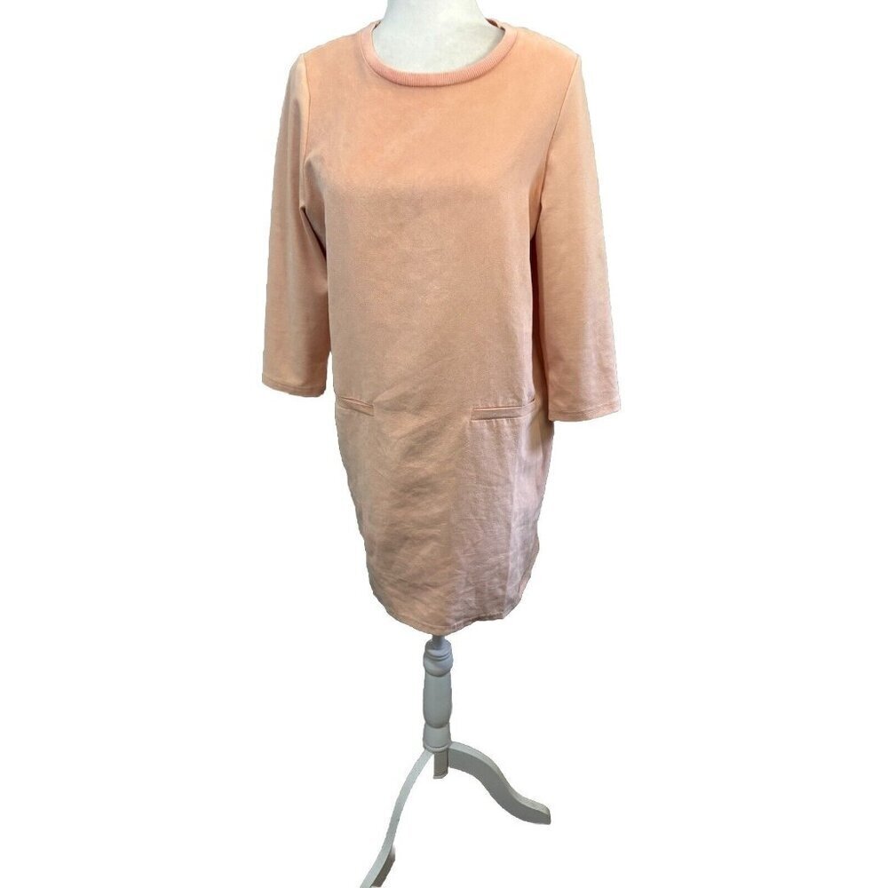Gianni Bini Short Long Sleeve Dress Front Pockets Pink Size Medium